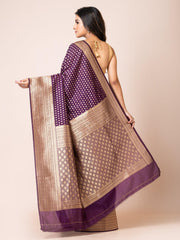 KAVVYA ELEGANT PURPLE BANARSI WEAVING SILK SAREE - KAVVYA 