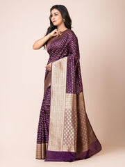 KAVVYA ELEGANT PURPLE BANARSI WEAVING SILK SAREE - KAVVYA 