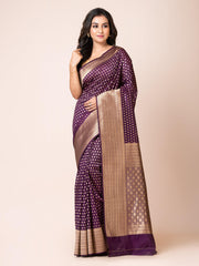 KAVVYA ELEGANT PURPLE BANARSI WEAVING SILK SAREE - KAVVYA 