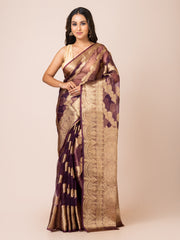 KAVVYA SOFT & LIGHT WEIGHT DARK PURPLE ORGANZA SILK