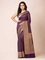 KAVVYA ELEGANT PURPLE BANARSI WEAVING SILK SAREE - KAVVYA 