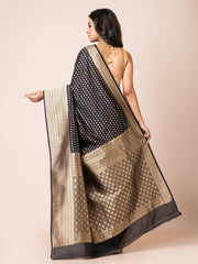 KAVVYA ELEGANT BLACK BANARSI WEAVING SILK SAREE - KAVVYA 