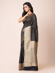 KAVVYA ELEGANT BLACK BANARSI WEAVING SILK SAREE - KAVVYA 