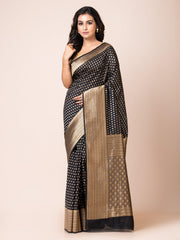 KAVVYA ELEGANT BLACK BANARSI WEAVING SILK SAREE - KAVVYA 