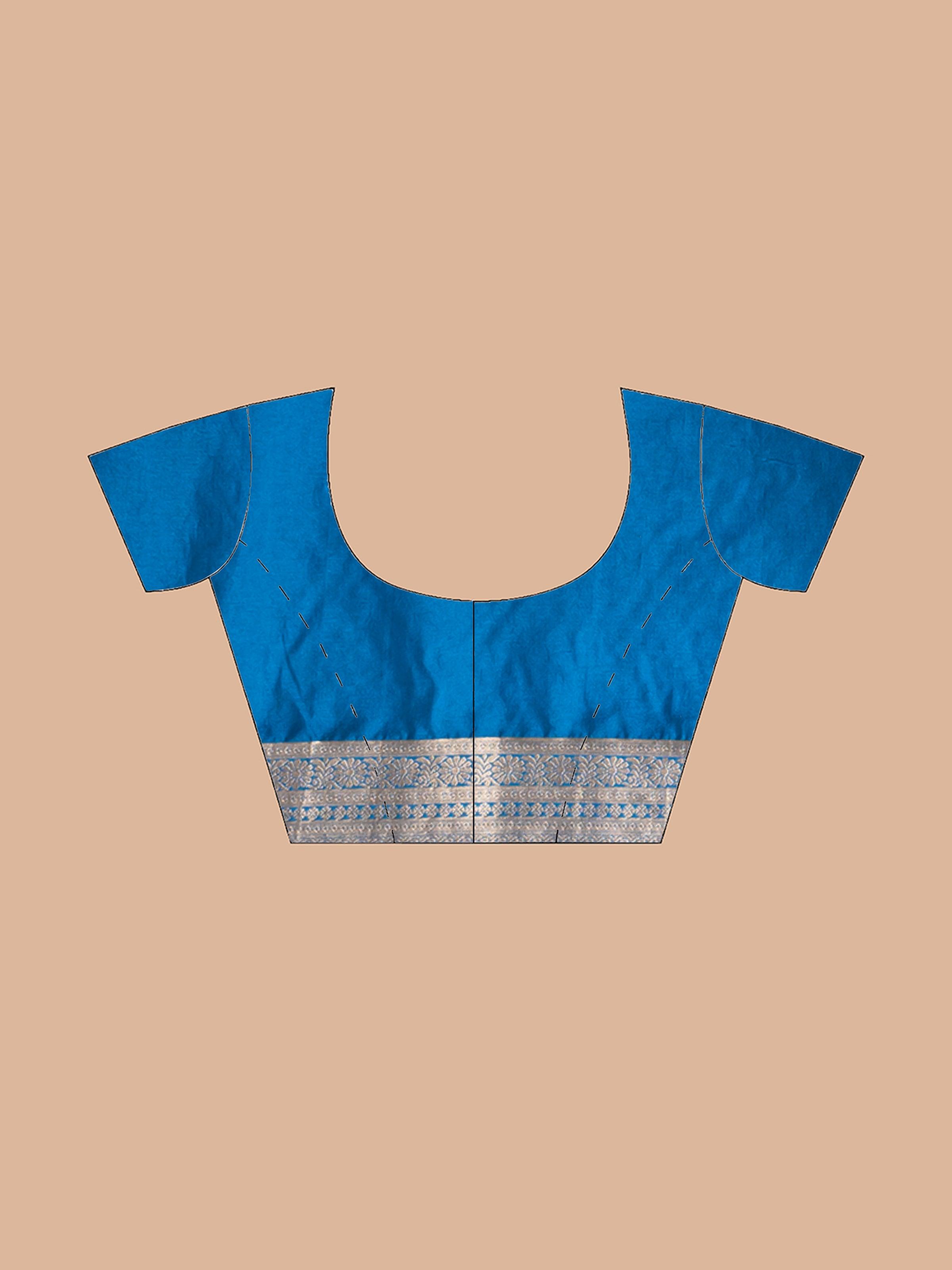 KAVVYA ELEGANT PETROL BLUE BANARSI WEAVING SILK SAREE - KAVVYA 