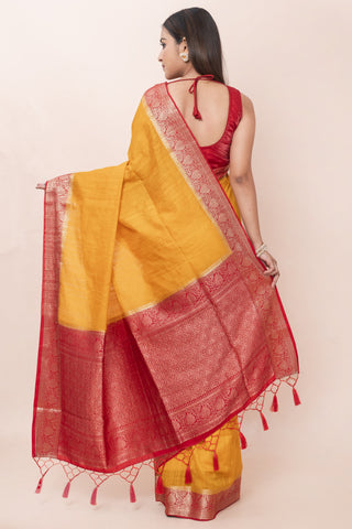 KAVVYA SOFT & LIGHT WEIGHT MUSTARD RAW SILK SAREE