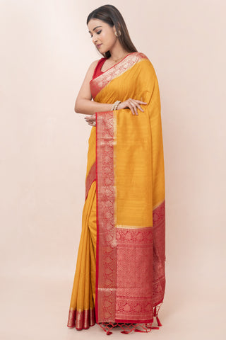 KAVVYA SOFT & LIGHT WEIGHT MUSTARD RAW SILK SAREE