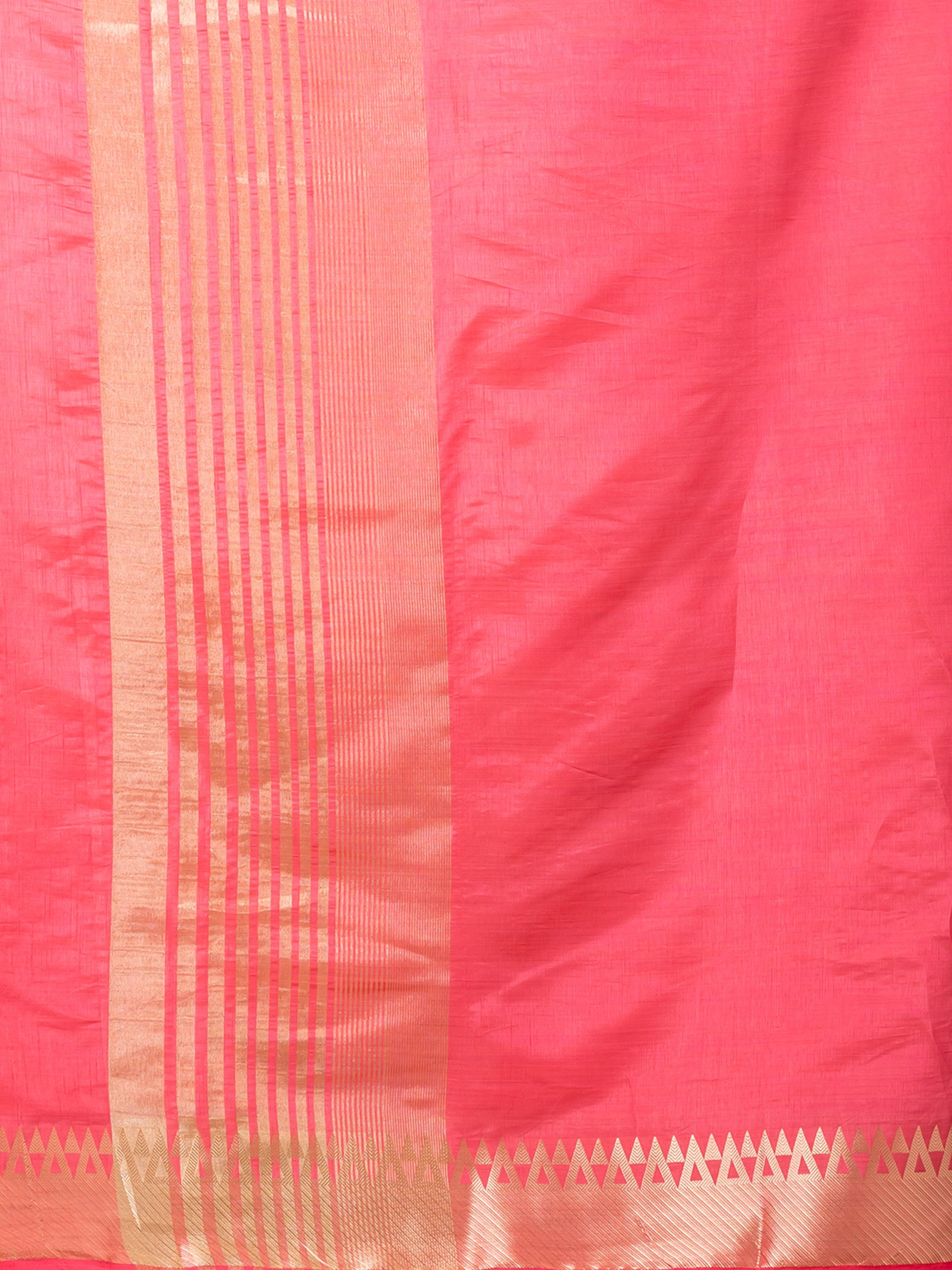 KAVVYA ELEGANT SOFT & LIGHTWEIGHT PINK COLOR DESIGNER THEMED WEAVING SILK SAREE - KAVVYA 