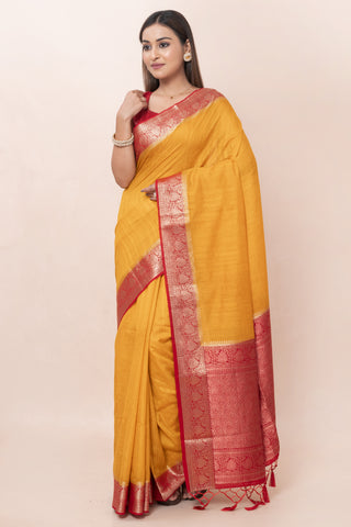 KAVVYA SOFT & LIGHT WEIGHT MUSTARD RAW SILK SAREE