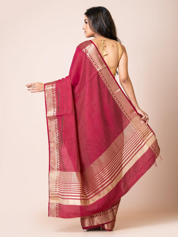 KAVVYA ELEGANT SOFT & LIGHTWEIGHT WINE COLOR DESIGNER THEMED WEAVING SILK SARE - KAVVYA 