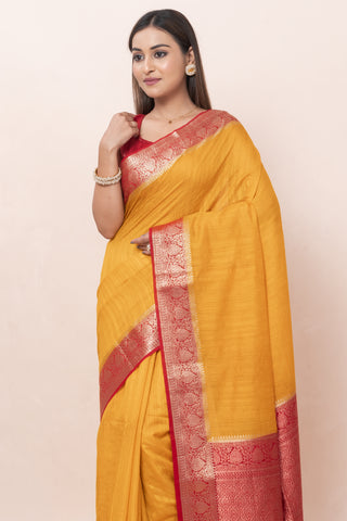 KAVVYA SOFT & LIGHT WEIGHT MUSTARD RAW SILK SAREE