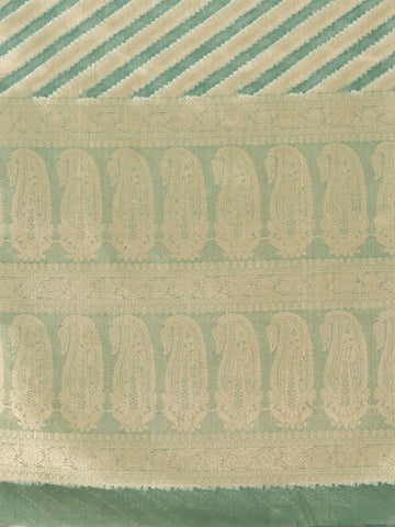 KAVVYA  SOFT & LIGHT WEIGHT MINT GREEN ORGANZA SILK WEAVING SAREE