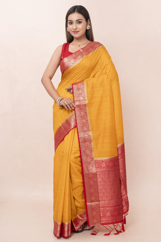 KAVVYA SOFT & LIGHT WEIGHT MUSTARD RAW SILK SAREE