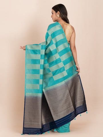 KAVVYA Soft & Lightweight blue color benarasi handloom weaving silk saree