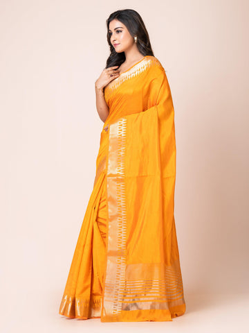 KAVVYA ELEGANT SOFT & LIGHTWEIGHT YELLOW COLOR DESIGNER THEMED WEAVING SILK SAREE - KAVVYA 