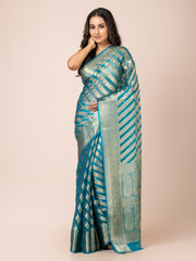 KAVVYA  SOFT & LIGHT WEIGHT YALE BLUE ORGANZA SILK WEAVING SAREE