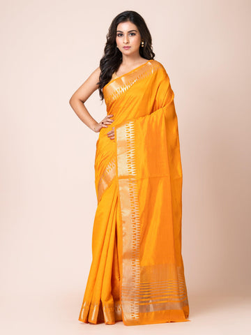 KAVVYA ELEGANT SOFT & LIGHTWEIGHT YELLOW COLOR DESIGNER THEMED WEAVING SILK SAREE - KAVVYA 