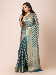 KAVVYA SOFT & LIGHT WEIGHT YALE BLUE ORGANZA SILK