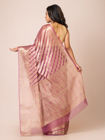 KAVVYA  SOFT & LIGHT WEIGHT MAJENTA ORGANZA SILK WEAVING SAREE