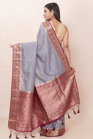 KAVVYA SOFT & LIGHT WEIGHT GREY RAW SILK SAREE