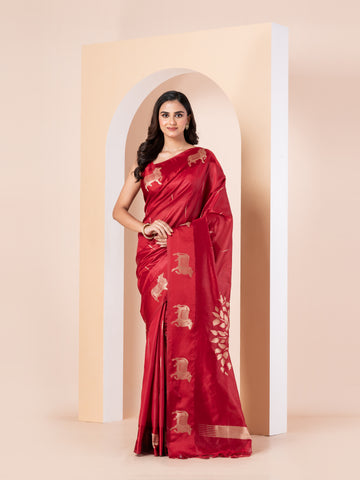 KAVVYA red handloom silk saree