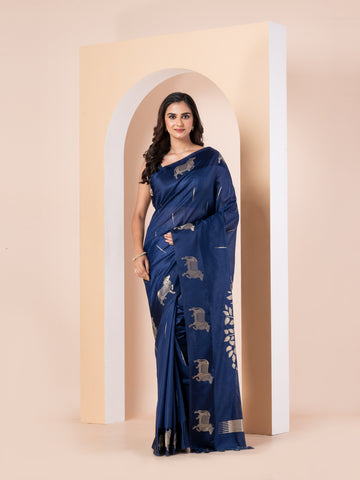 Kavvya  navy blue handloom silk saree