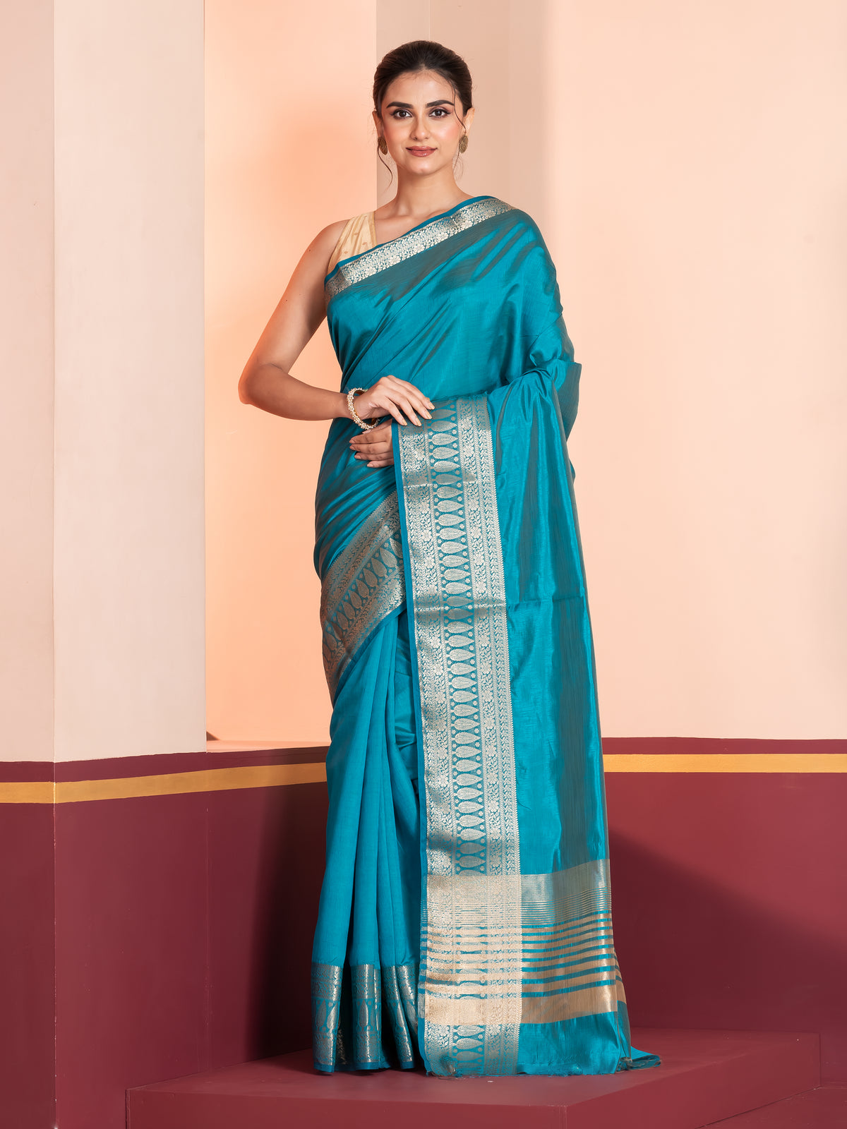 KAVVYA BLUE  WEAVING SILK SAREE