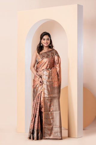 KAVVYA SOFT & LIGHTWEIGHT METALLIC SILVER COLOR WEAVING SILK SAREE