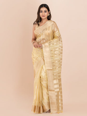 KAVVYA SOFT & LIGHT WEIGHT LEMON YELLOW ORGANZA SAREE