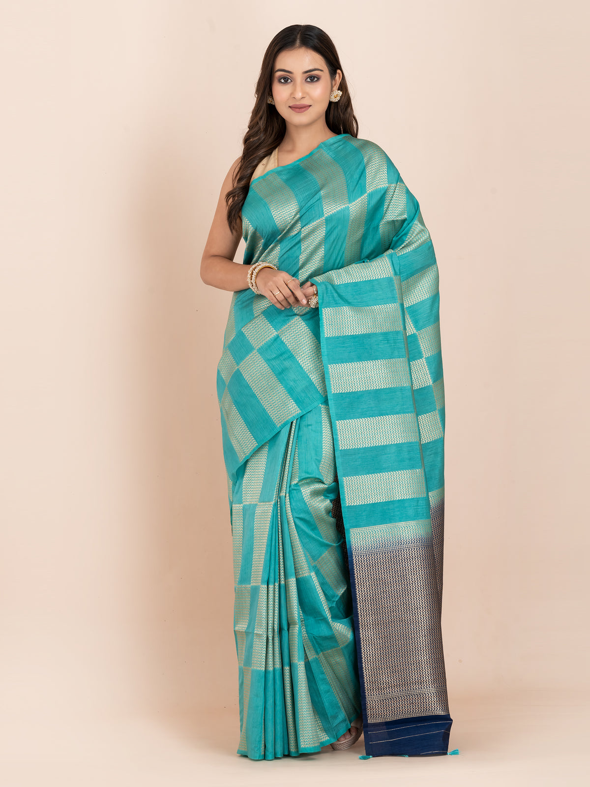 KAVVYA Soft & Lightweight blue color benarasi handloom weaving silk saree