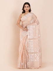 KAVVYA SOFT & LIGHT WEIGHT PEACH ORGANZA SAREE