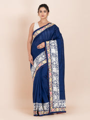 KAVVYA SOFT & LIGHT WEIGHT NAVY BLUE HANDLOOM SILK SAREE