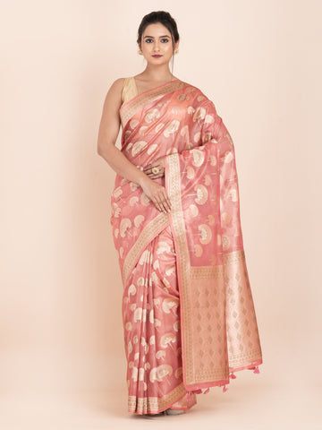 KAVVYA SOFT & LIGHT WEIGHT PINK ORGANZA TISSUE SAREE
