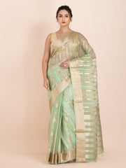 KAVVYA SOFT & LIGHT WEIGHT MINT GREEN ORGANZA SAREE