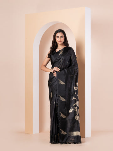 KAVVYA BLACK   HANDLOOM SILK SAREE
