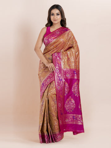 KAVVYA SOFT & LIGHT WEIGHT TWO TONE MUSTARD IKAT SILK SAREE