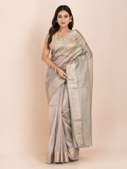 KAVVYA SOFT & LIGHT WEIGHT GREEN AND GOLDEN DUAL TONE TISSUE & SAREE