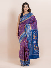 KAVVYA SOFT & LIGHT WEIGHT PURPLE IKAT WEAVING SAREE
