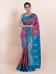 KAVVYA SOFT & LIGHT WEIGHT PINK IKAT WEAVING SAREE