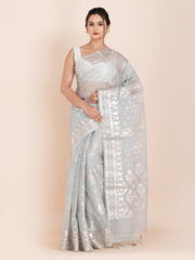 KAVVYA SOFT & LIGHT WEIGHT GREY ORGANZA SAREE