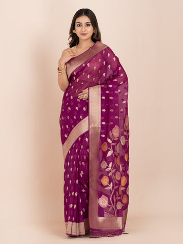 KAVVYA PURPLE SOFT & LIGHT WEIGHT SILK SAREE