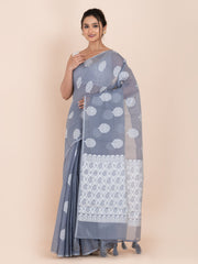 KAVVYA SOFT & LIGHT WEIGHT GREY COTTON SAREE