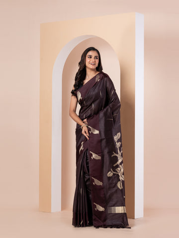 KAVVYA BROWN HANDLOOM SILK SAREE