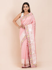 KAVVYA SOFT & LIGHT WEIGHT PINK HANDLOOM SILK SAREE