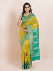 KAVVYA SOFT & LIGHT WEIGHT YELLOW IKAT WEAVING SAREE