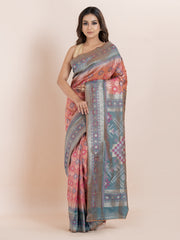 KAVVYA SOFT & LIGHT WEIGHT PEACH TWO TONE SAREE WITH FLORAl MOTIFS