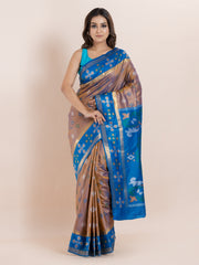 KAVVYA SOFT & LIGHT WEIGHT CAMEL BROWN COLOUR & IKAT WEAVING SAREE