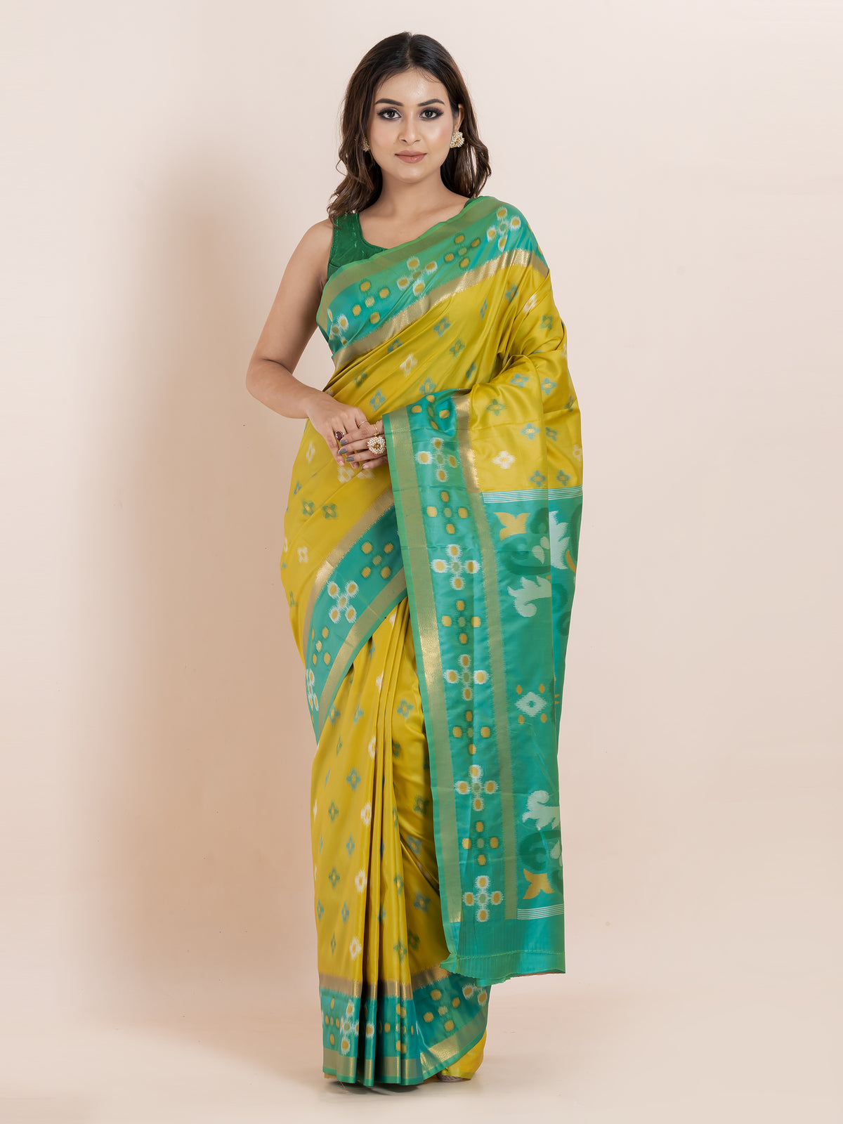 KAVVYA SOFT & LIGHT WEIGHT YELLOW COLOUR & IKAT WEAVING SAREE