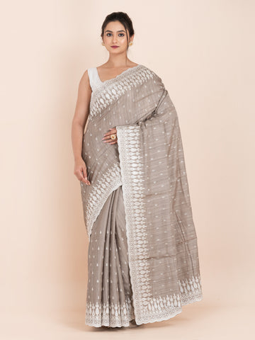 kavvya soft & light weight grey handloom silk saree