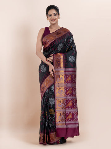 KAVVYA SOFT & LIGHT WEIGHT BLACK & IKAT WEAVING SAREE